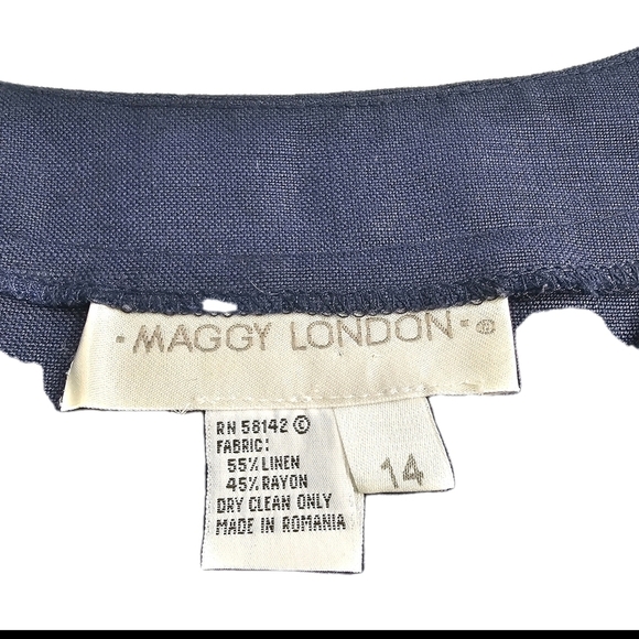 Maggy London Linen Rayon Blue 2 pc Jacket Career Work Maxi Versatile Dress 14 - Picture 15 of 16